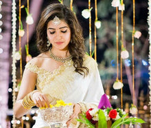 Load image into Gallery viewer, Mansncjgenta And Cream Color Designer Half Saree