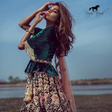 Load image into Gallery viewer, Attractive White Butter Silk With Digital Print Lahenga